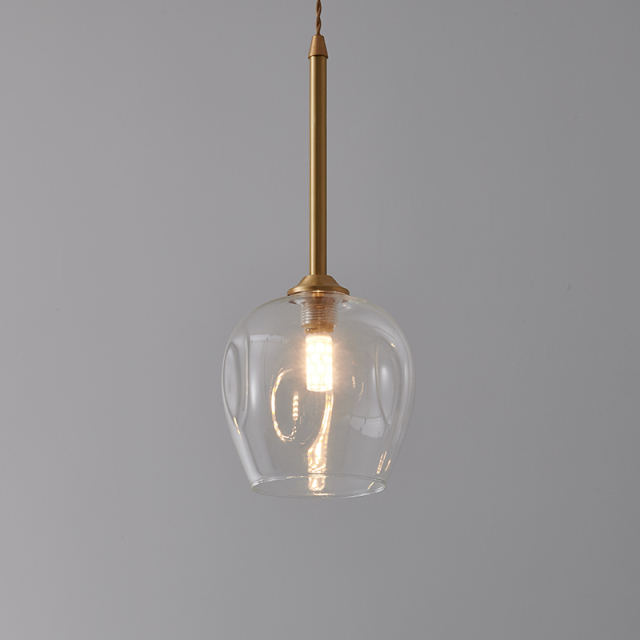 Mid-century Modern Brass 3-Light Round Canopy Pendant Lighting with Clear Glass Shade