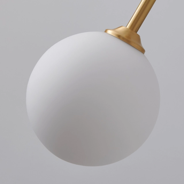 Minimalist Brass 1-light Globe Pendant Light with Opal Glass Shade for Bedroom Breakfast/ Coffee Table