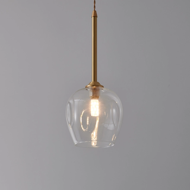 Minimalist 1 light Mini Pendant Light Geometric Clear Glass Shade Brass for Kitchen/ Restaurant