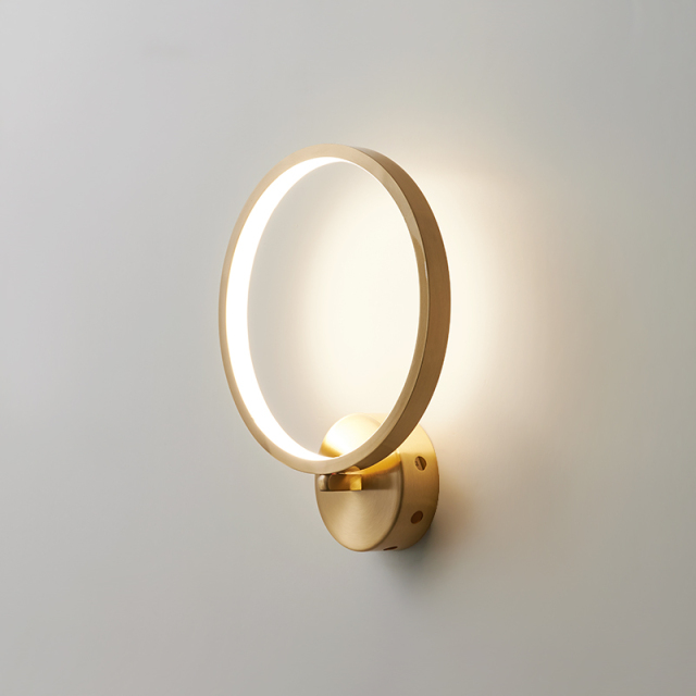 LED Single Light Bathroom Vanity Light Modern Round Circle Ring Wall Sconces with Round Canopy