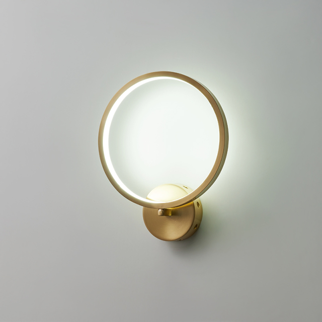 LED Single Light Bathroom Vanity Light Modern Round Circle Ring Wall Sconces with Round Canopy