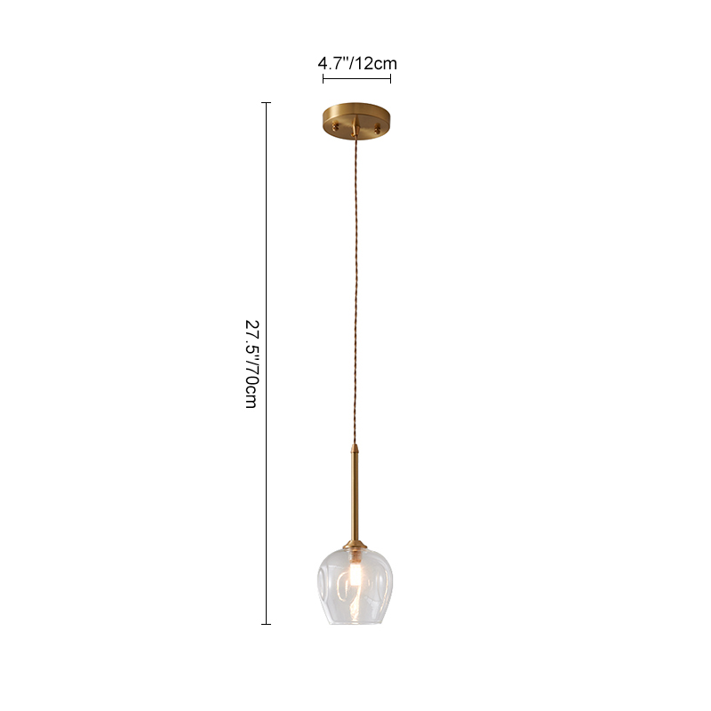 Minimalist 1 light Mini Pendant Light Geometric Clear Glass Shade Brass for Kitchen/ Restaurant