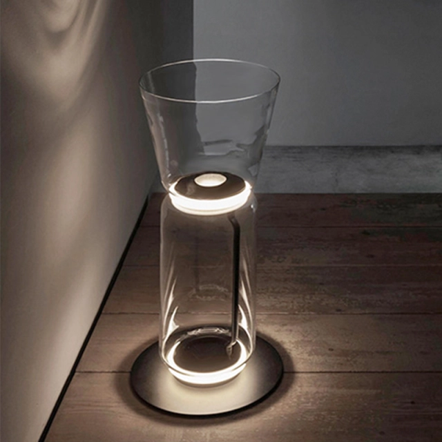 Designer Modern LED Table Lamp Floor Lamp with Hand-blown Transparent Glass Cylinder Diffuser