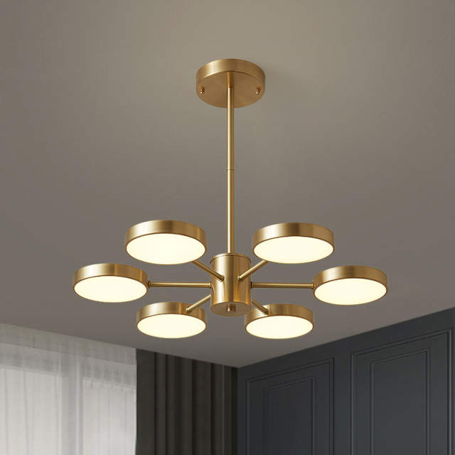 6-Light Sputnik LED Chandelier Modern Lighting Fixture in Circle Shade