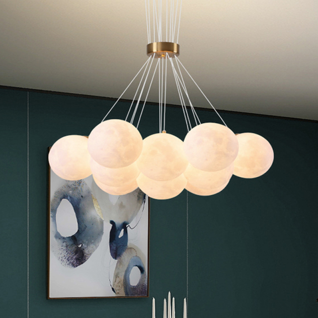 Cloud 13-light Modern Glam Bubble Chandelier Cluster Pendant Mood Light with Milk Globes for Living Room Dining Room Girls Room Kid's Bedroom