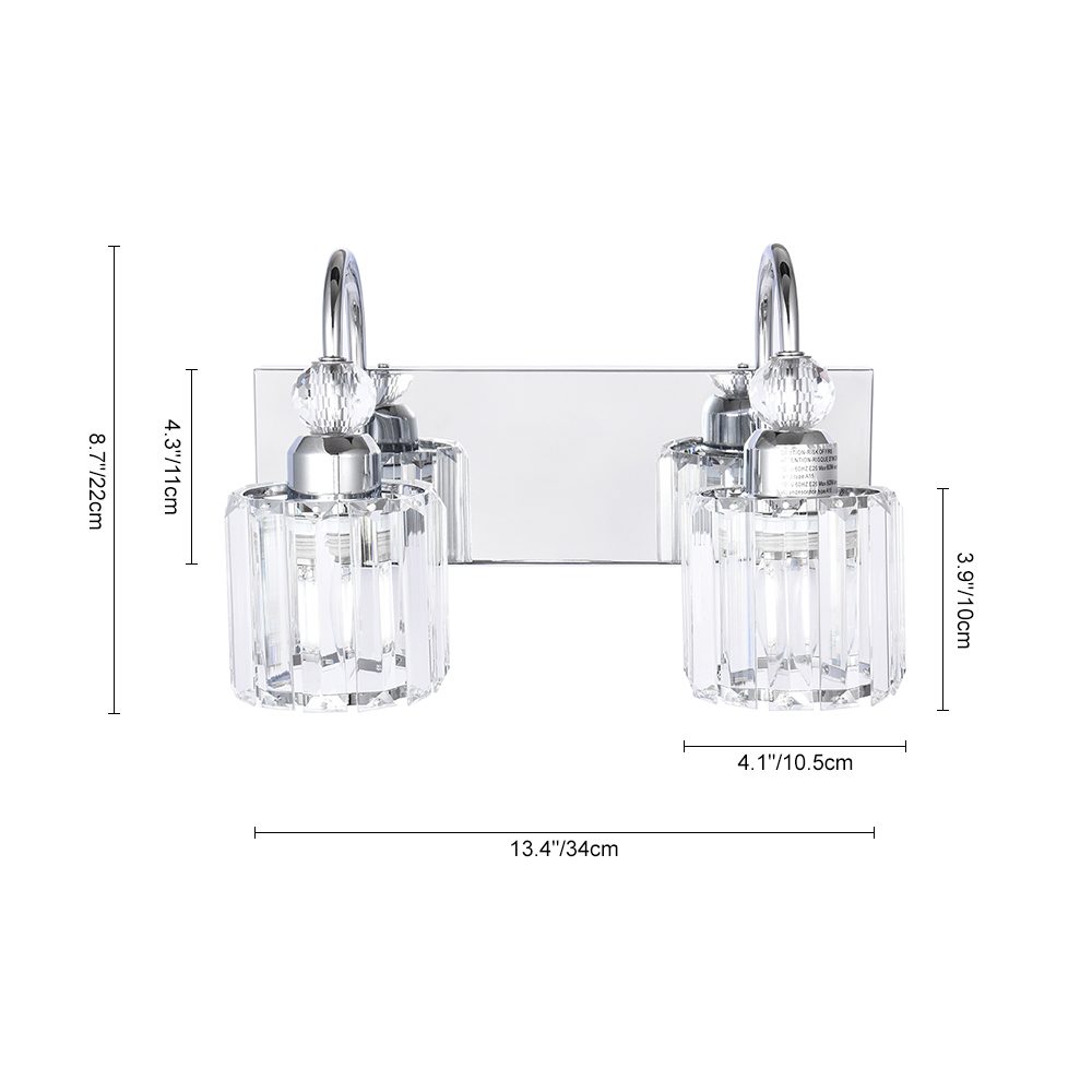 Modern Glam 13'' Wide 2 Light Crystal Wall Sconce Bathroom Vanity Light