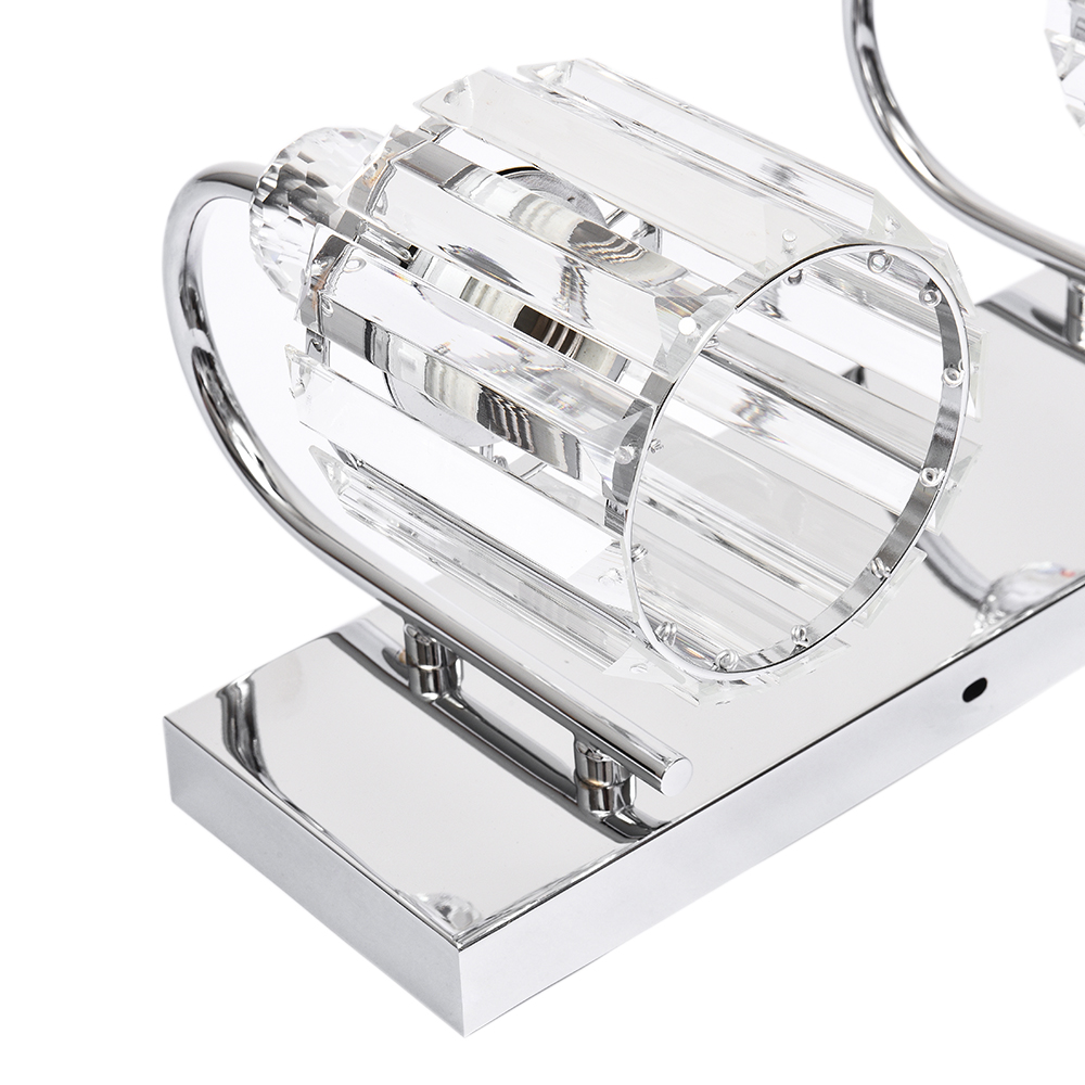 Modern Glam 13.4'' Wide 2 Light Crystal Wall Sconce Bathroom Vanity Light in Chrome/ Black+Brass Finish for Bedroom Bathroom