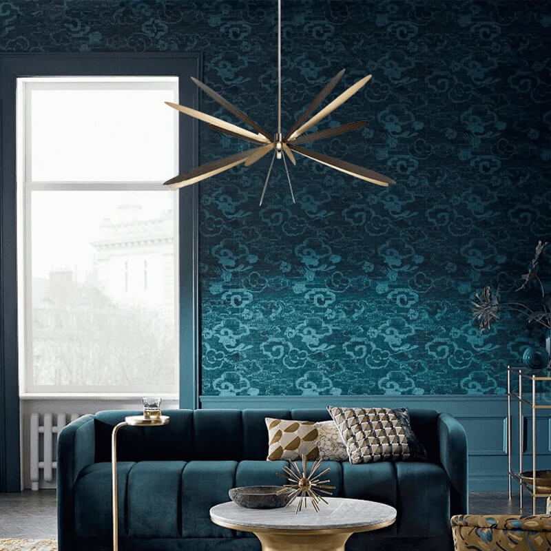 6-Light Mid-century Modern Pendant Lighting Fixture Dragonfly Wings Sputnik Chandelier for Living Room Dining Table