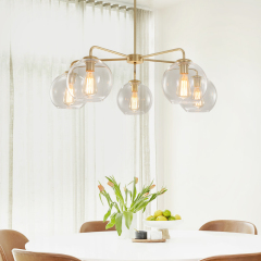 Modern Mid-Century 5-Lights Sputnik Glass Globe Chandelier for Dining Room/Living Room/Bedroom/Restaurant