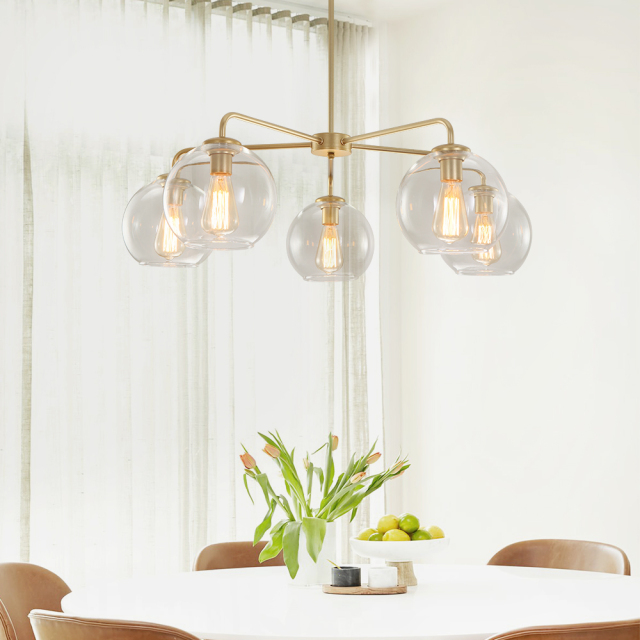 Modern Mid-Century 5-Lights Sputnik Glass Bubble Chandelier for Dining Room/Living Room/Bedroom/Restaurant