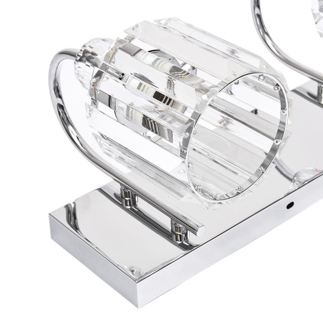 Mid-century Glam Modern 30.7'' Wide 4 Light Crystal Wall Sconce Modern Vanity Light for Bathroom Bedroom in Chrome/ Black+Brass Finish