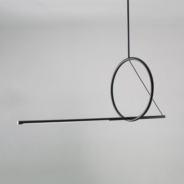 Modern LED Hanging Suspension Linear Pendant in Black For Dining Room Kitchen Island Showroom
