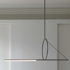 Modern LED Hanging Suspension Linear Pendant in Black For Dining Room Kitchen Island Showroom