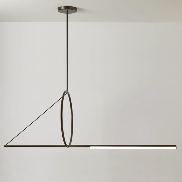 Modern LED Hanging Suspension Linear Pendant in Black For Dining Room Kitchen Island Showroom