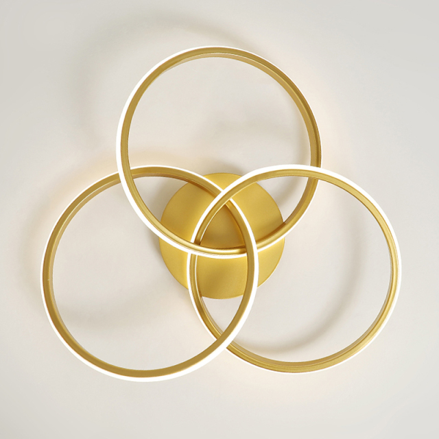 Geometric Modern 16.5'' Wide LED Twist Flush Mount Ceiling Light with Knot Design in Brass Finish for Bedroom Living Room