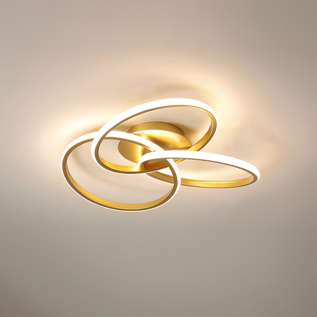 Geometric Modern 16.5'' Wide LED Twist Flush Mount Ceiling Light with Knot Design in Brass Finish for Bedroom Living Room