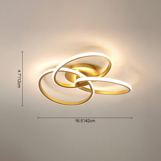 Geometric Modern 16.5'' Wide LED Twist Flush Mount Ceiling Light with Knot Design in Brass Finish for Bedroom Living Room