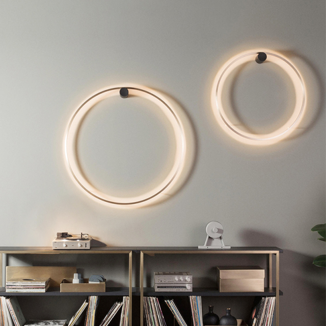 Modern Minimalist LED Wall Lamp Round Circle Ring Wall Sconce in Warm White for Bedroom Hallway