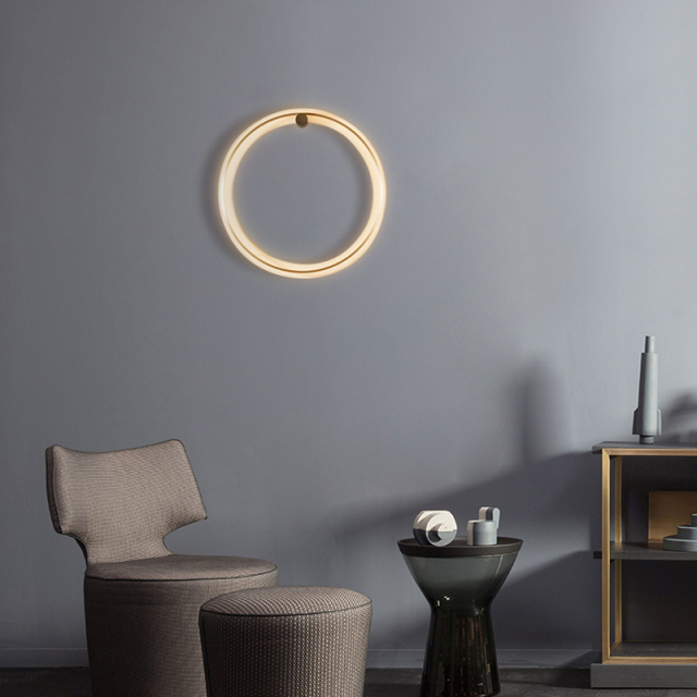 Modern Minimalist LED Wall Lamp Round Circle Ring Wall Sconce in Warm White for Bedroom Hallway