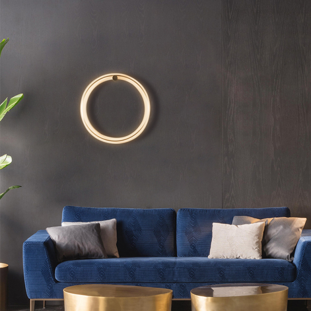 Modern Minimalist LED Wall Lamp Round Circle Ring Wall Sconce in Warm White for Bedroom Hallway