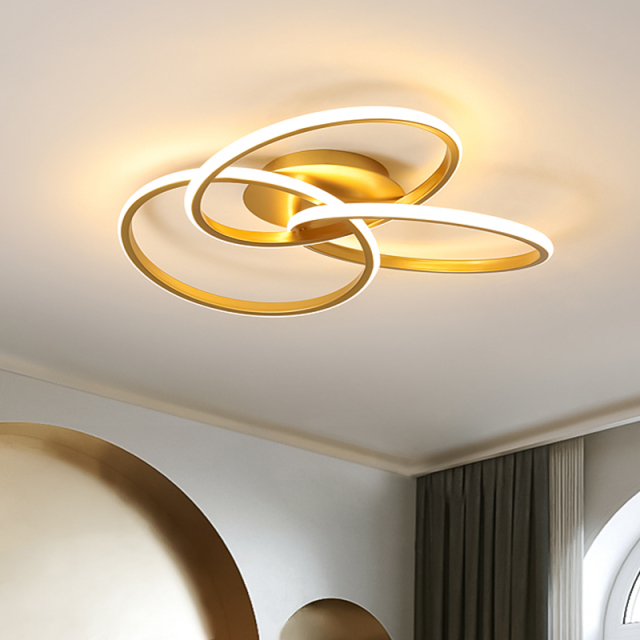 Geometric Modern 16.5'' Wide LED Twist Flush Mount Ceiling Light with Knot Design in Brass Finish for Bedroom Living Room