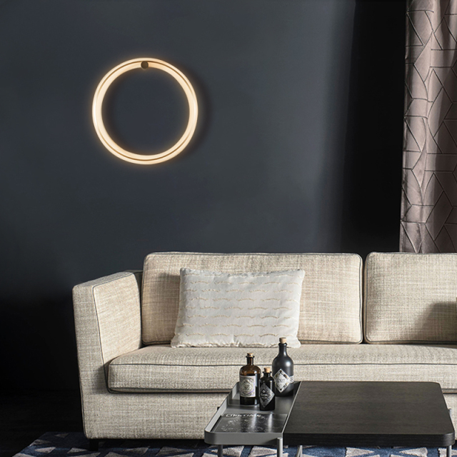 Modern Minimalist LED Wall Lamp Round Circle Ring Wall Sconce in Warm White for Bedroom Hallway