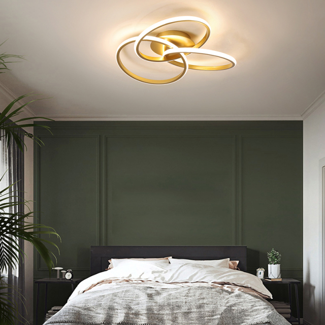 Geometric Modern 16.5'' Wide LED Twist Flush Mount Ceiling Light with Knot Design in Brass Finish for Bedroom Living Room