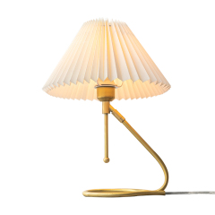 Nordic Vintage Brass Wall Lamp Pleated Table Lamp Shade White