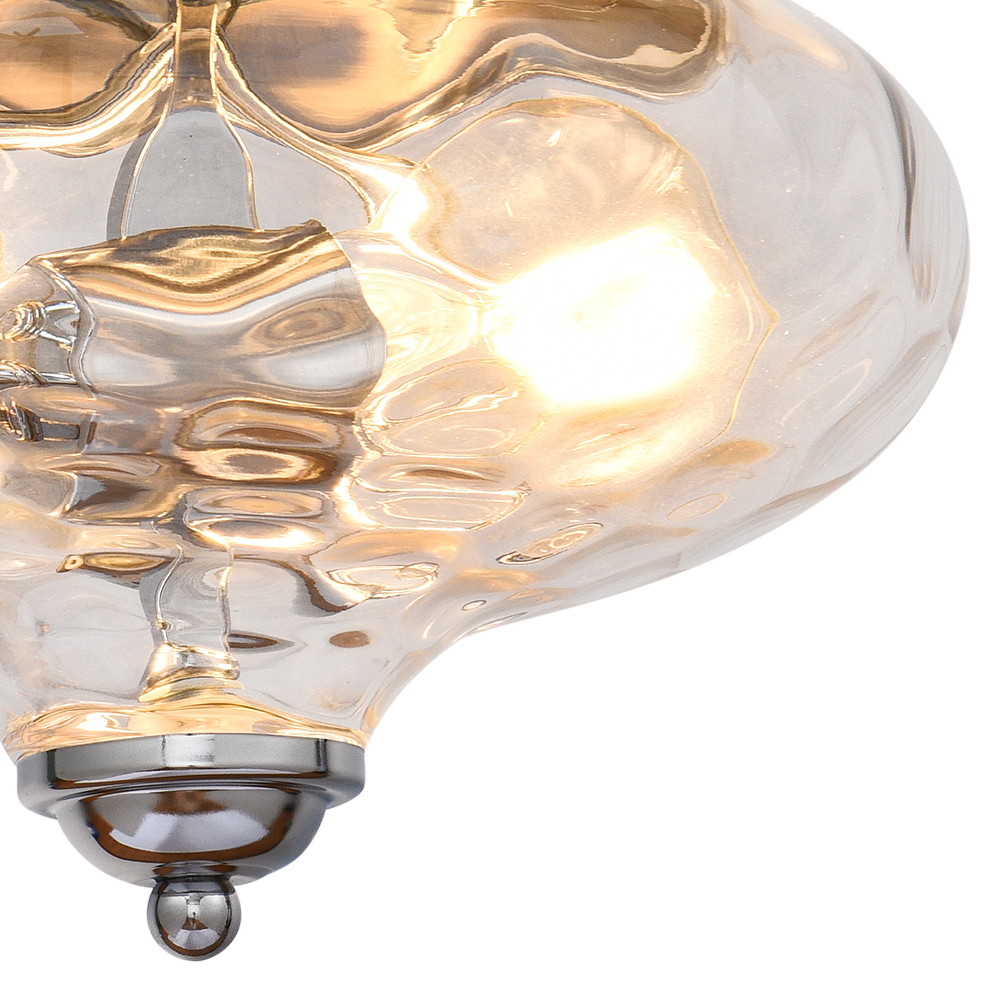 Modern Contemporary Hammer Glass Shade 2-Light Flush Mount Ceiling Light in Chrome Finish for Bedroom/ Hallway