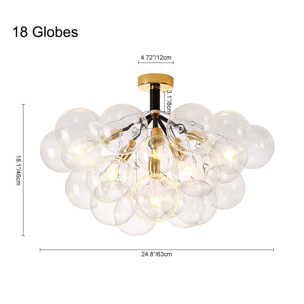 modern semi flush cluster bubble chandelier