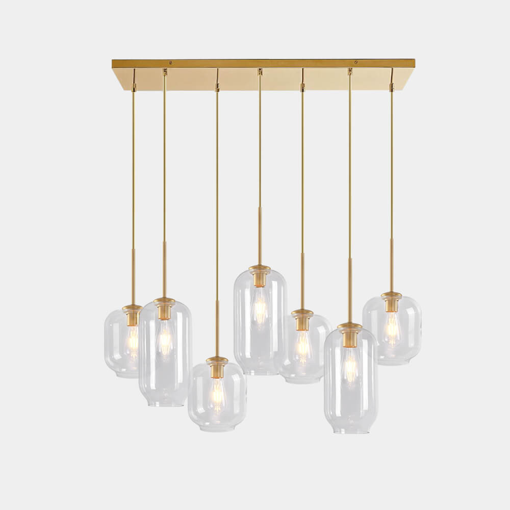 Modern Minimalist 7-Lights Linear Pendant Light with Clear Glass for Kitchen/Dining Room/Restaurant
