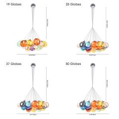 Chic Cluster Modern Pendant Lighting with Multi-color Hand-blown Bubble Globes for Bedroom Foyer Living Room