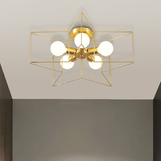Creative Modern Star Cage Shape Flush Mount Ceiling Light Dome Light for Kid's Room Bedroom Living Room
