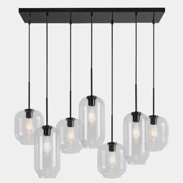 Modern Minimalist 7-Lights Linear Pendant Light with Clear Glass for Kitchen/Dining Room/Restaurant