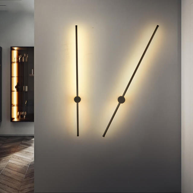 Minimalist Style Long Strip LED Wall Sconce in Black 3000K LED Wall Lamp for Modern Home Lighting