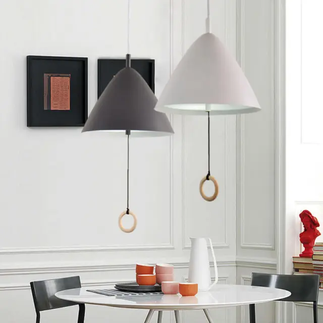 Craftsman Modern Style 1 Light Colorful Mini Pendant Light with Metal Cone Shade and Pull Switch for Kitchen/ Dining Room