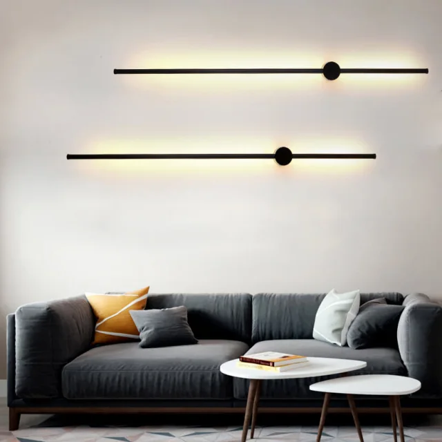 Minimalist Style Long Strip LED Wall Sconce in Black 3000K LED Wall Lamp for Modern Home Lighting