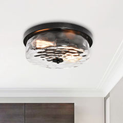 2-Light Modern Traditional Seeded Glass Flush Mount Decorative Ceiling Light for Bedroom Kitchen Living Room Dining Room