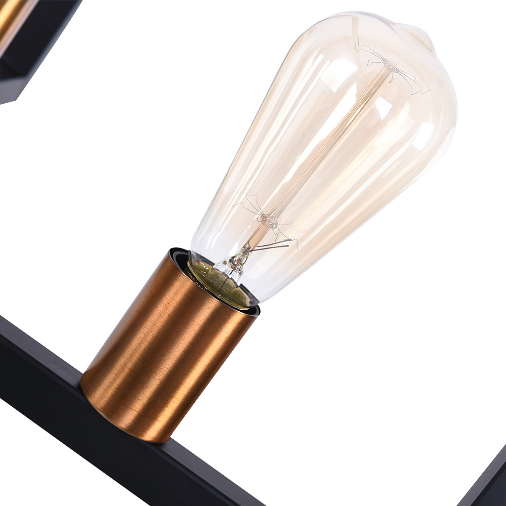 4-Light Square Metal Chandelier Modern Farmhouse Kitchen Island  Slanted Ceiling Compatible Industrial Pendant Lighting