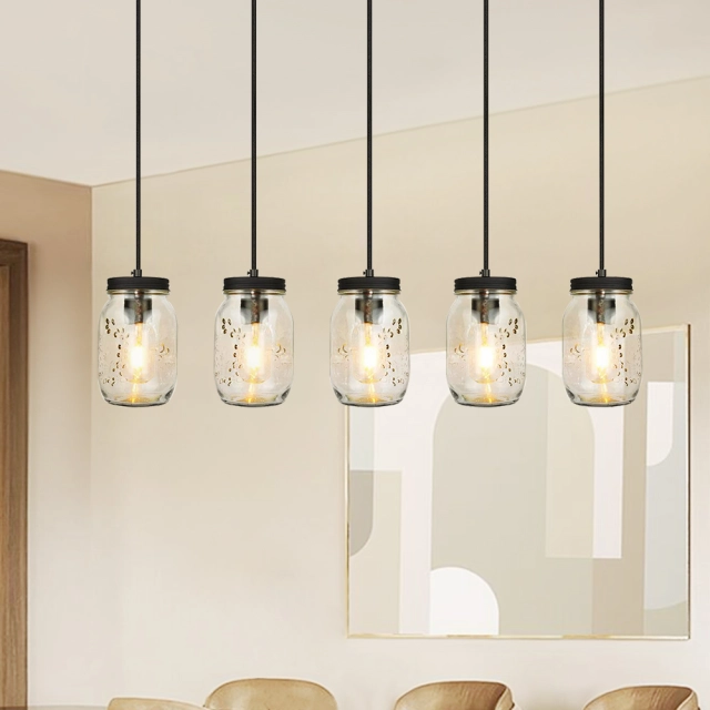 Modern Farmhouse 5/7 Lights  Mason Jar Pendant Light for  Dining Room Kitchen