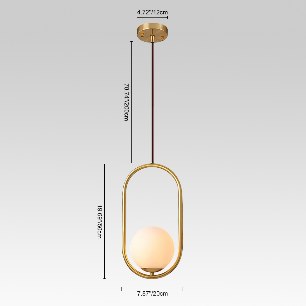 Modern Style 1 Light Brass Circle Ring Pendant Light with Hand-blown Glass Shade