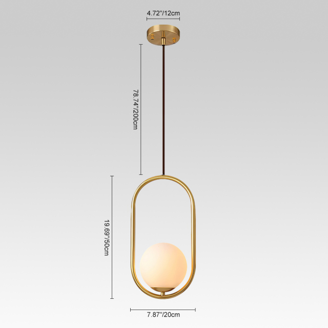 Modern Style 1 Light Brass Circle Ring Pendant Light with Hand-blown Glass Shade