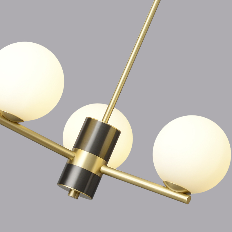 3-Light Mid-century Sputnik Chandelier with Opal Glass Globes for Kitchen Island Living Room
