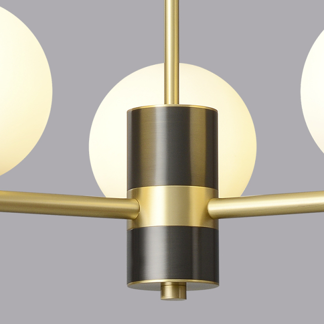 3-Light Mid-century Sputnik Chandelier with Opal Glass Globes for Kitchen Island Living Room