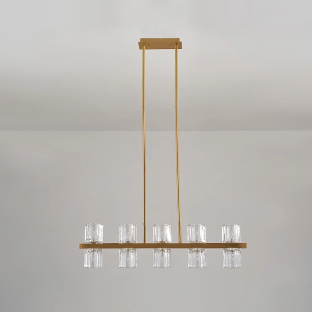 Modern Chic 10-Light Hanging Light Linear Pendant Lighting Chandelier in Cylinder Shades for Living Room Kitchen Island