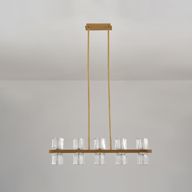 Modern Chic 10-Light Hanging Light Linear Pendant Lighting Chandelier in Cylinder Shades for Living Room Kitchen Island