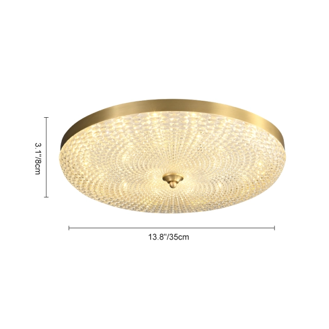 Modern Brass Copper & Metal & Acrylic LED Flush Mount Ceiling Light in Circle Round Shape for Bedroom Living Room