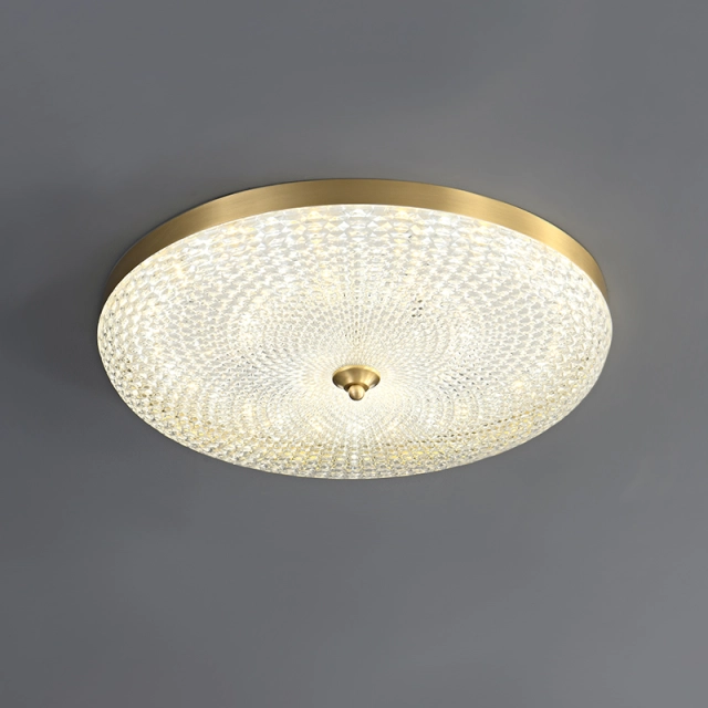 Modern Brass Copper & Metal & Acrylic LED Flush Mount Ceiling Light in Circle Round Shape for Bedroom Living Room