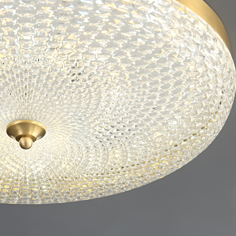 Modern Brass Copper & Metal & Acrylic LED Flush Mount Ceiling Light in Circle Round Shape for Bedroom Living Room