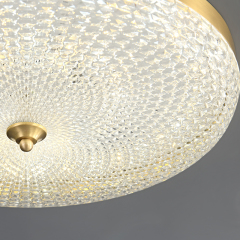 Modern Brass Copper & Metal & Acrylic LED Flush Mount Ceiling Light in Circle Round Shape for Bedroom Living Room